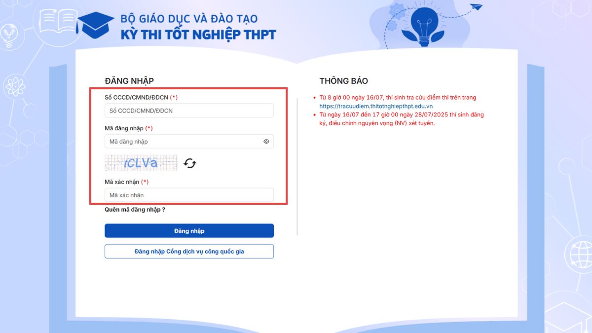 Tra cứu kết quả trúng tuyển Đại học trên website của bộ GD&ĐT - bước 1