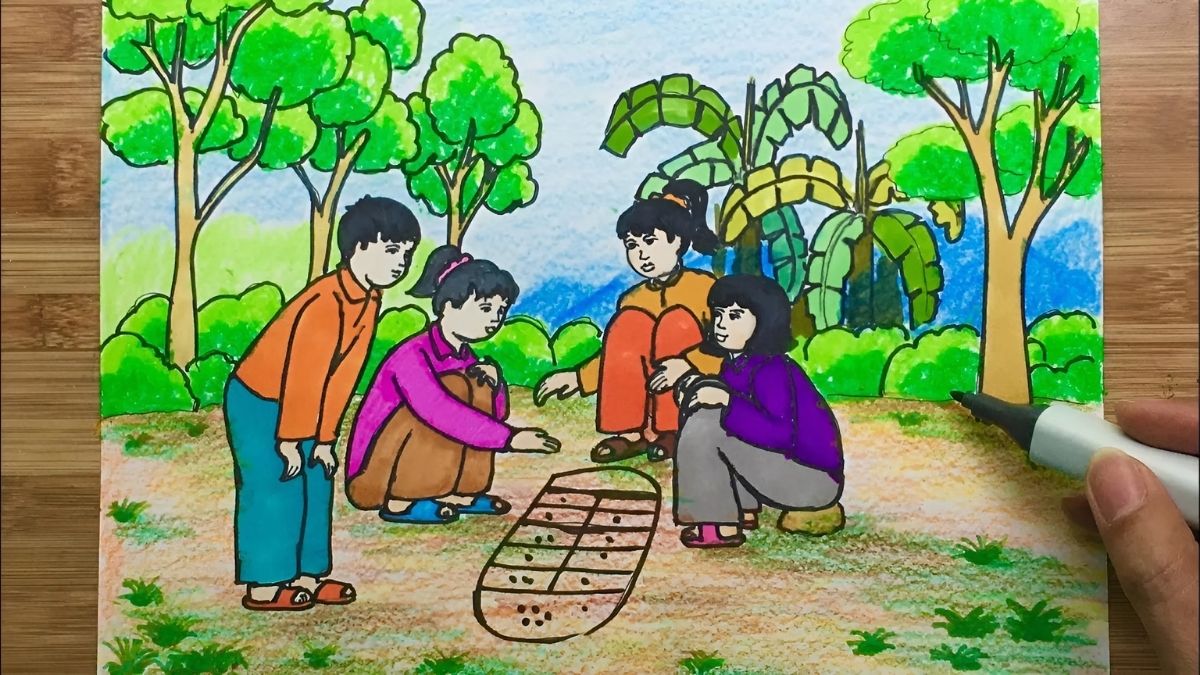 Vẽ tranh về tình bạn đáng yêu.
