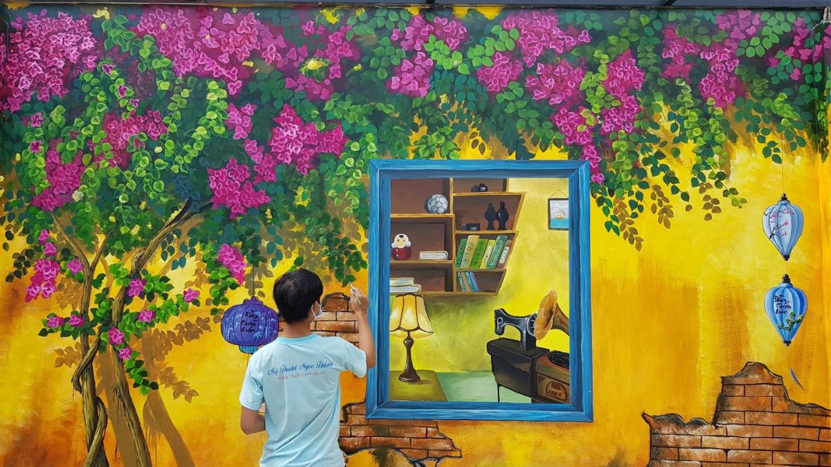 Tranh vẽ tường 3D tinh tế.