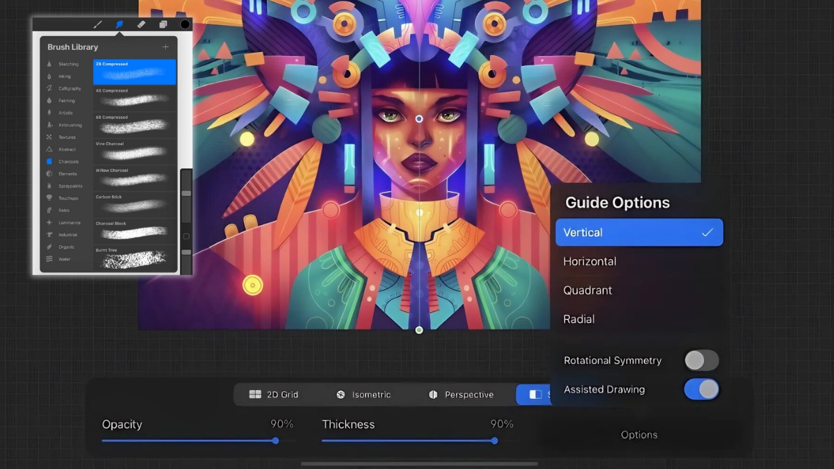 Mẹo vẽ đối xứng trong Procreate hiệu quả