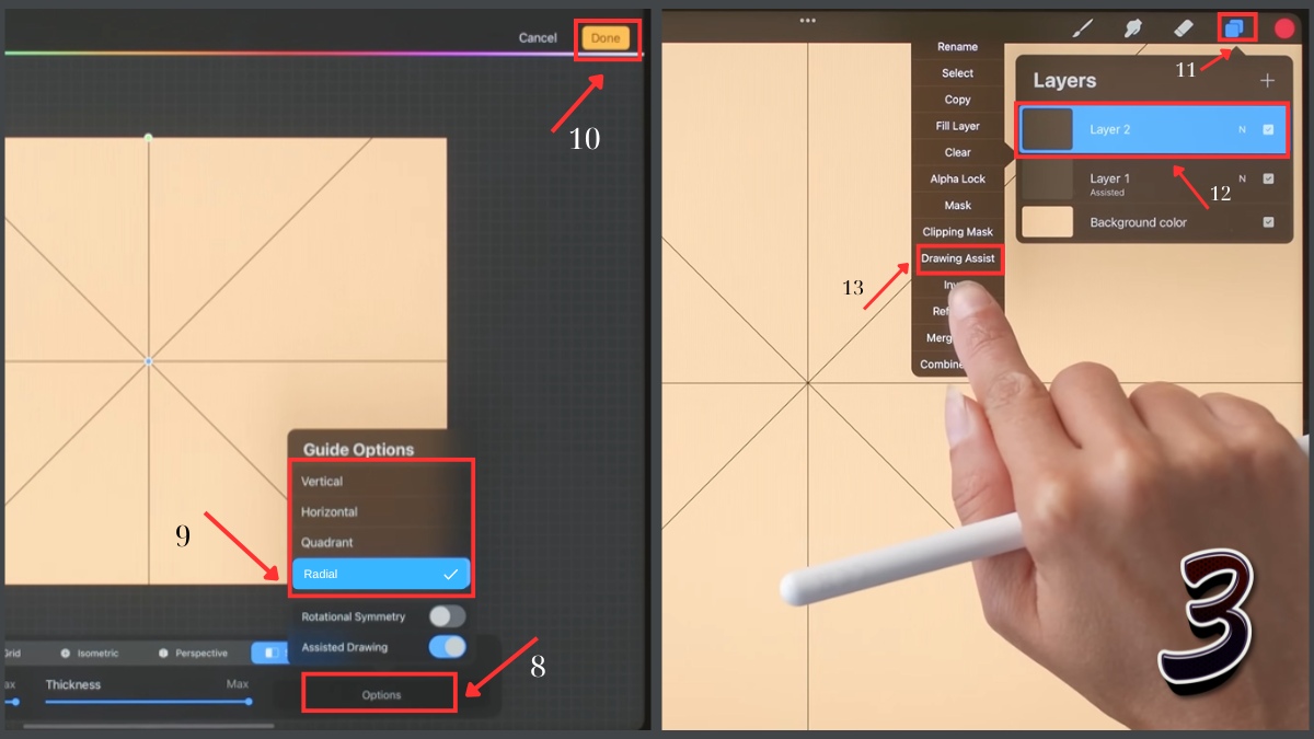 Cách vẽ đối xứng trong Procreate đơn giản - bước 3