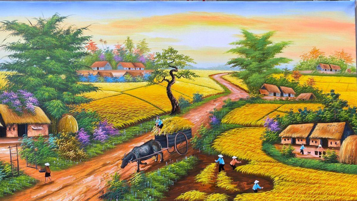 Vẽ tranh hoàng hôn trong trẻo.