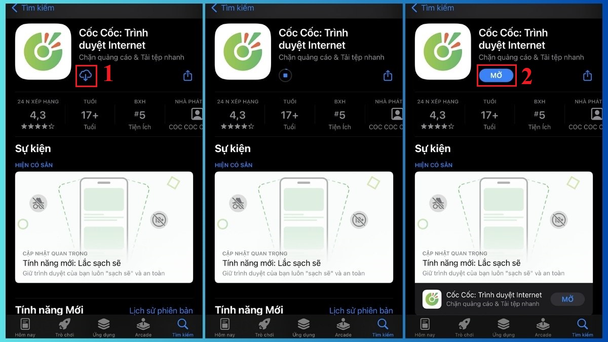 Tải nhạc trên iPhone bằng Cốc Cốc - bước 1