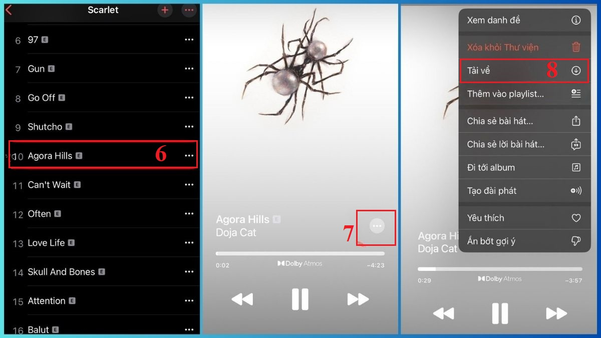 Tải nhạc trên iPhone bằng Apple Music - bước 2,3
