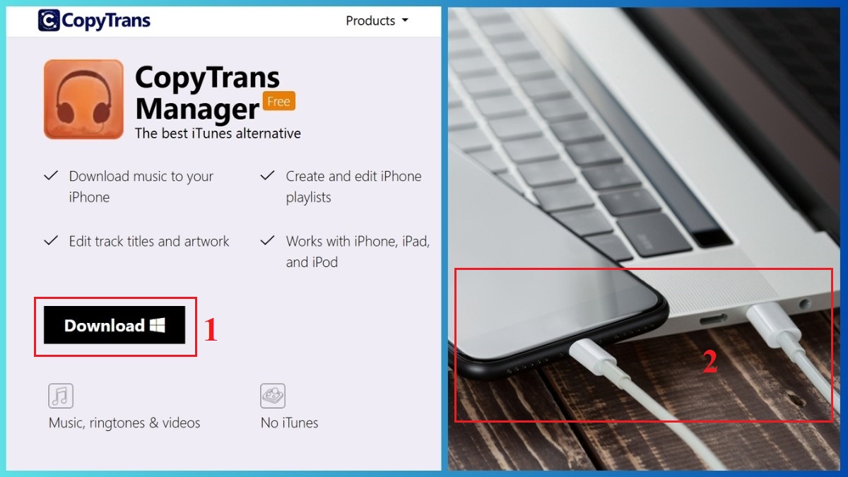 Tải nhạc trên iPhone bằng CopyTrans Manager - bước 1