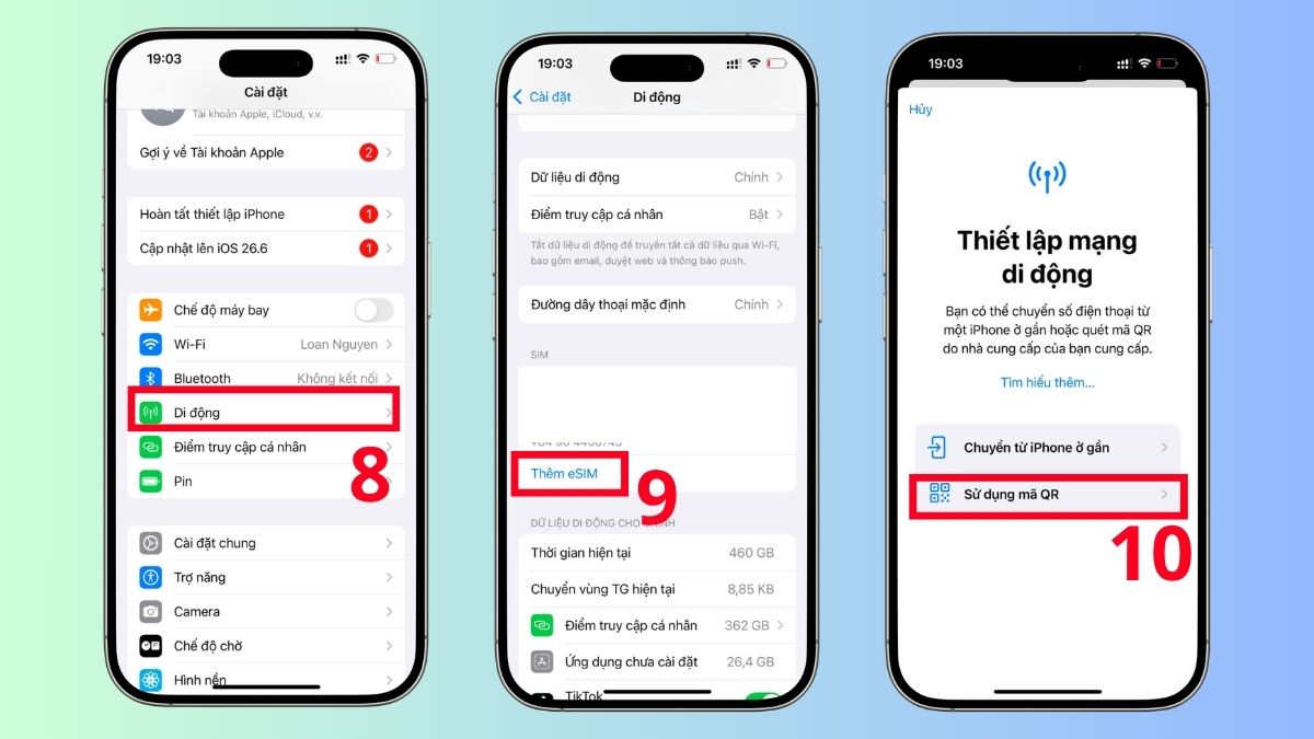 Cách kích hoạt eSIM Viettel 0334 tại nhà nhanh chóng - bước 3