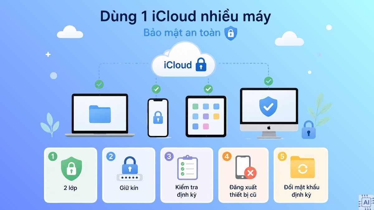 Cách dùng 1 iCloud nhiều máy giúp bảo mật an toàn