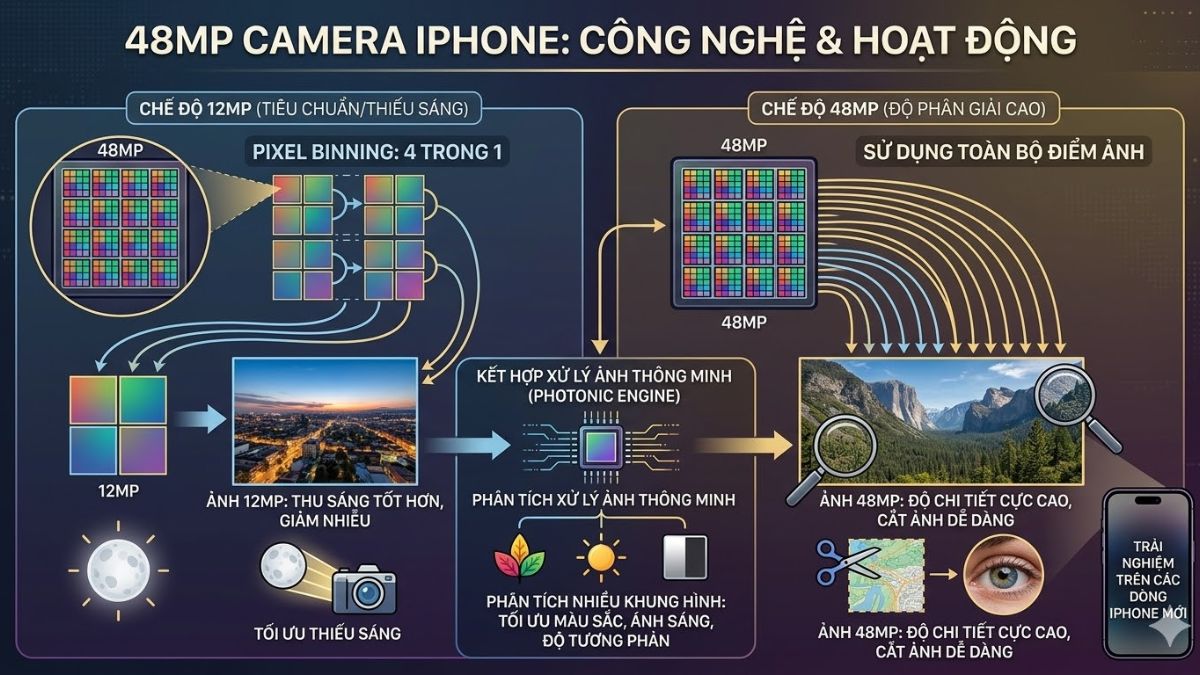 Cách thức hoạt động của độ phân giải 48MP trên iPhone