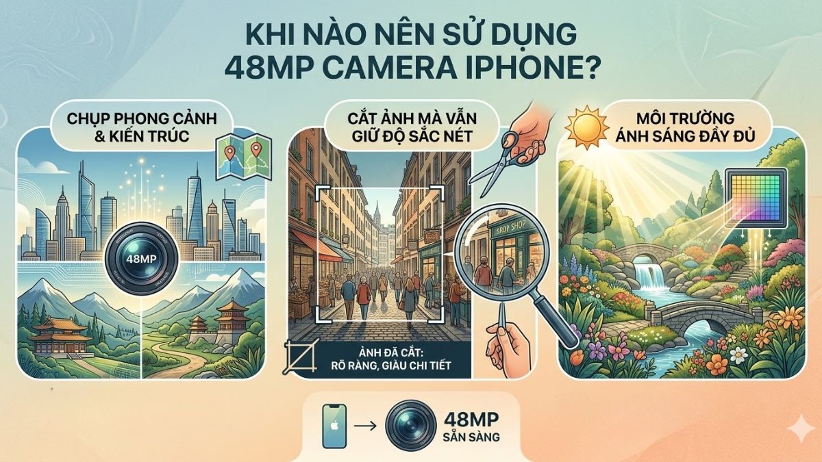Thời điểm nên sử dụng 48MP camera iPhone