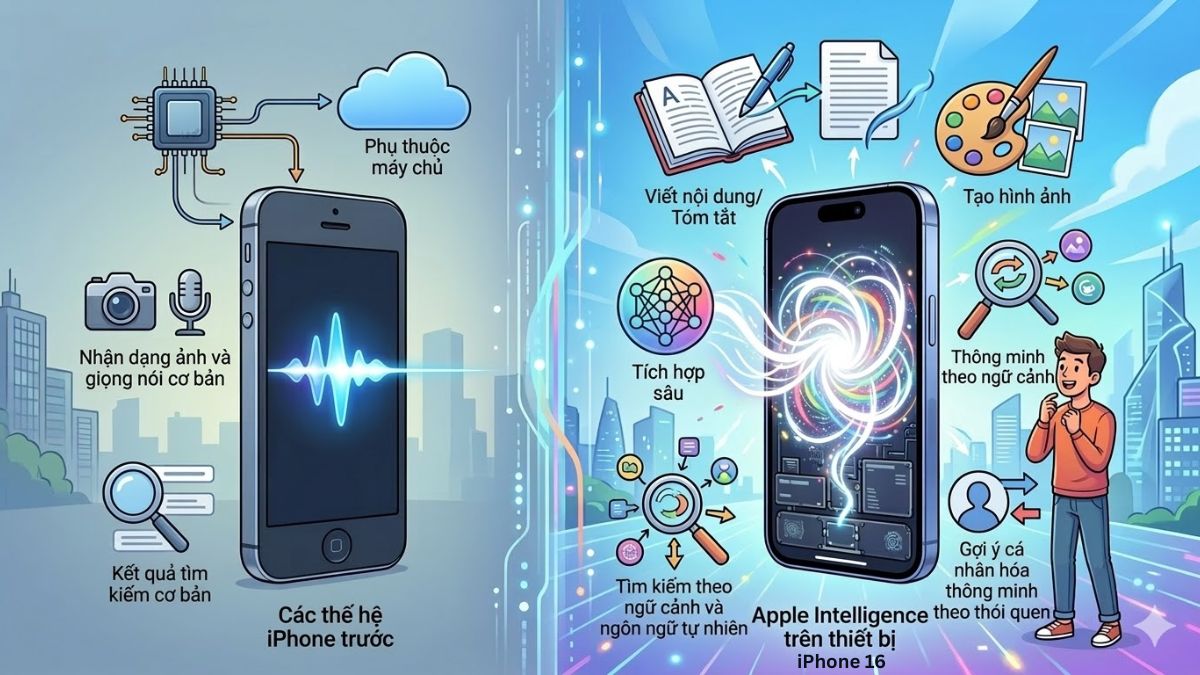 So sánh AI trên iPhone 16 với các thế hệ trước