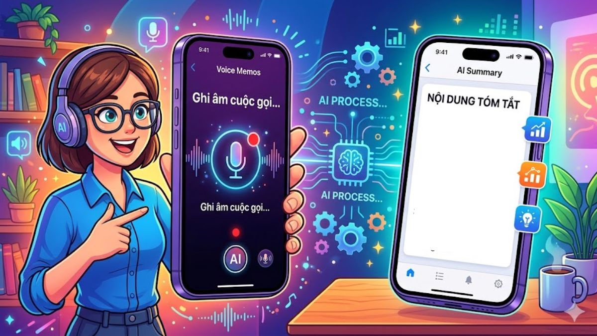 Ghi âm và tóm tắt của AI trên iPhone 16