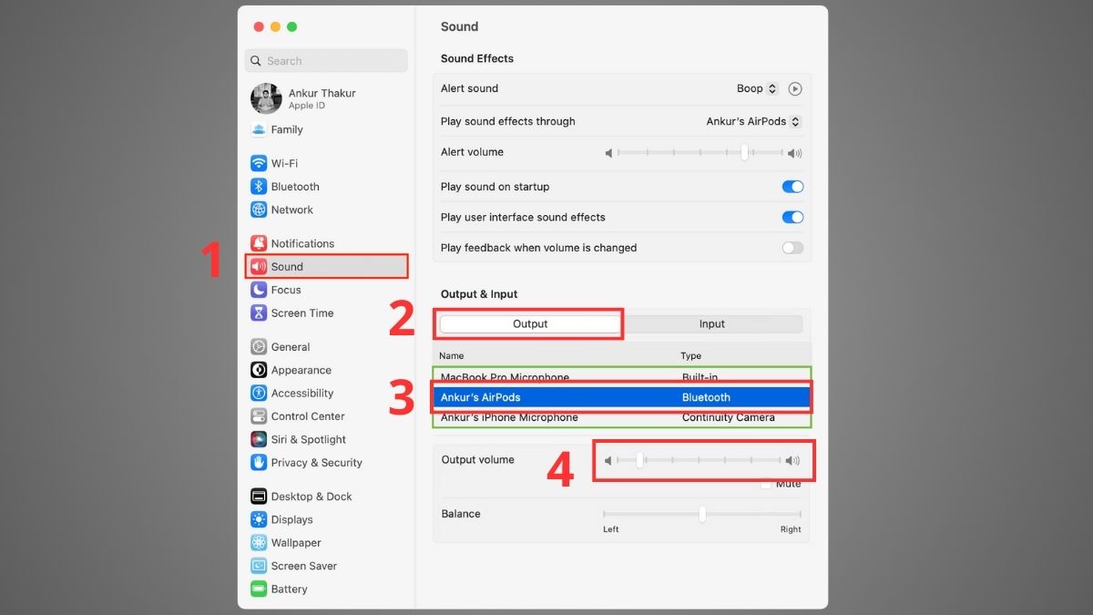 Khắc phục AirPods không kết nối được với MacBook bằng cách đặt Airpods là thiết bị mặc định 