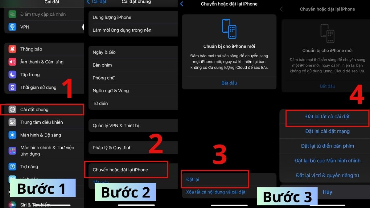Đặt lại tất cả cài đặt iPhone khi AirPods không nghe được 1 bên