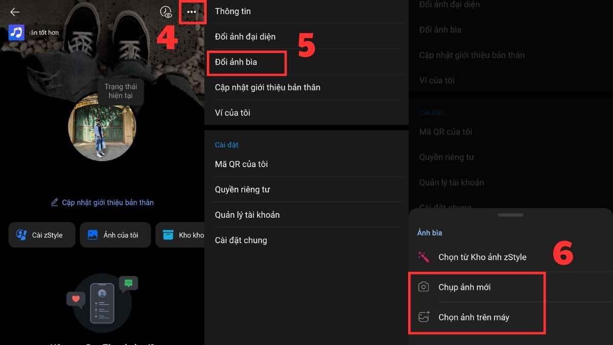 Cách đổi ảnh bìa Zalo chất lượng - bước 2