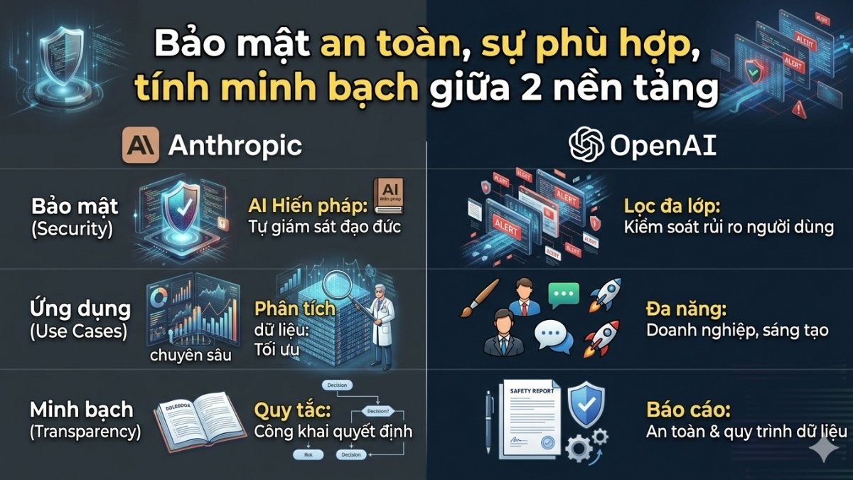 Bảo mật an toàn, sự phù hợp, tính minh bạch giữa Anthropic vs OpenAI
