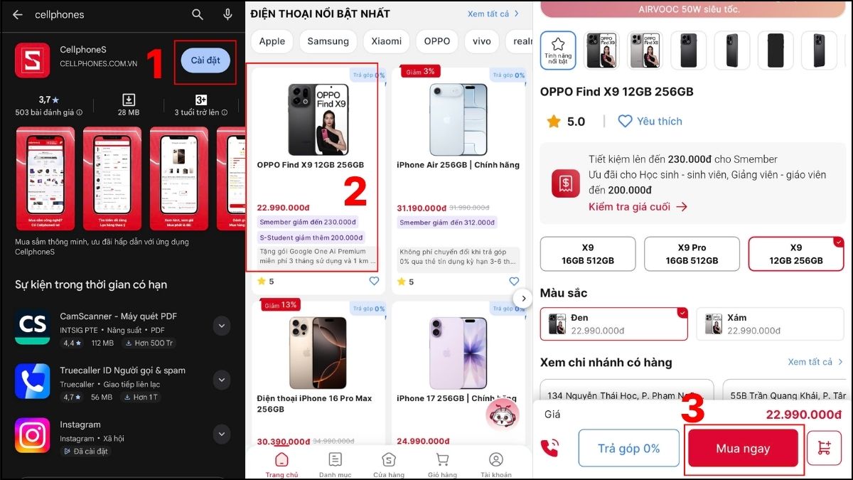 Cách mua hàng online trên CellphoneS - bước 1