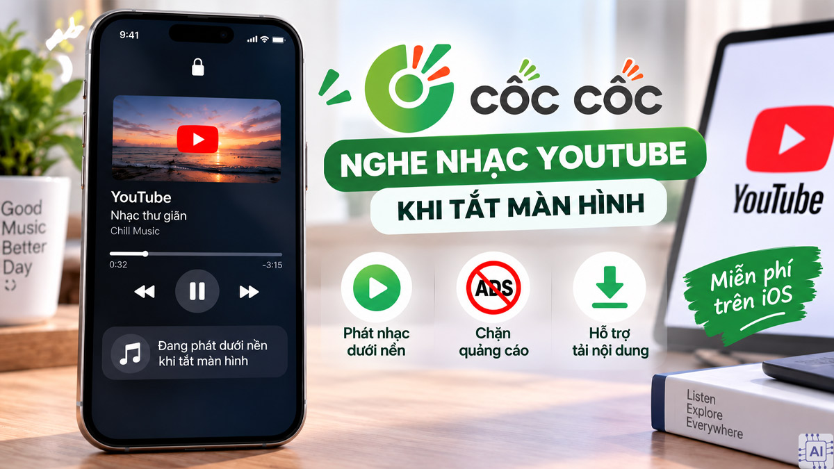 Cốc Cốc là một tròn những app nghe nhạc tắt màn hình Youtube đáng cân nhắc