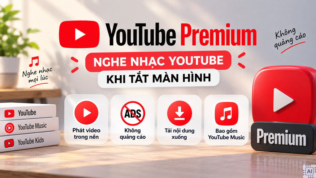 YouTube Premium cho phép nghe phát nhạc nền Youtube