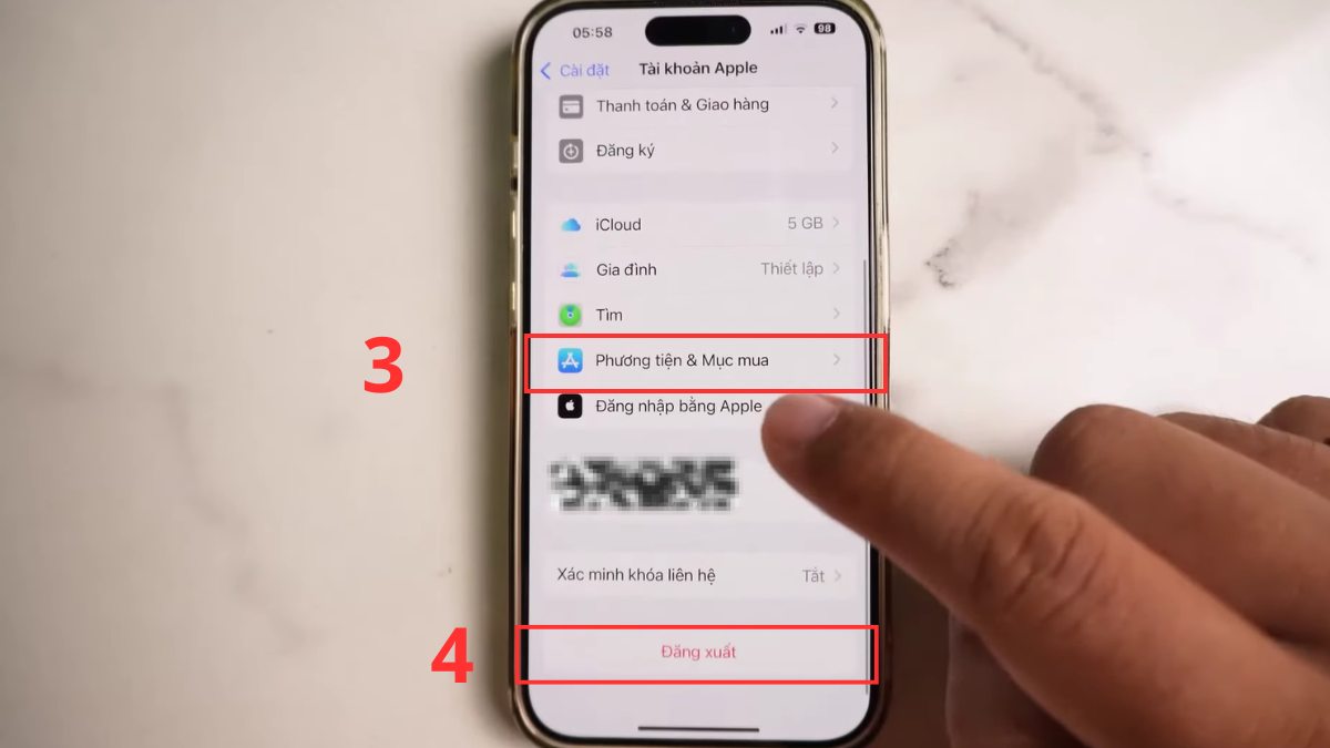 Khắc phục App Store bị dính iCloud cũ bằng cách đăng xuất iCloud cũ - bước 2