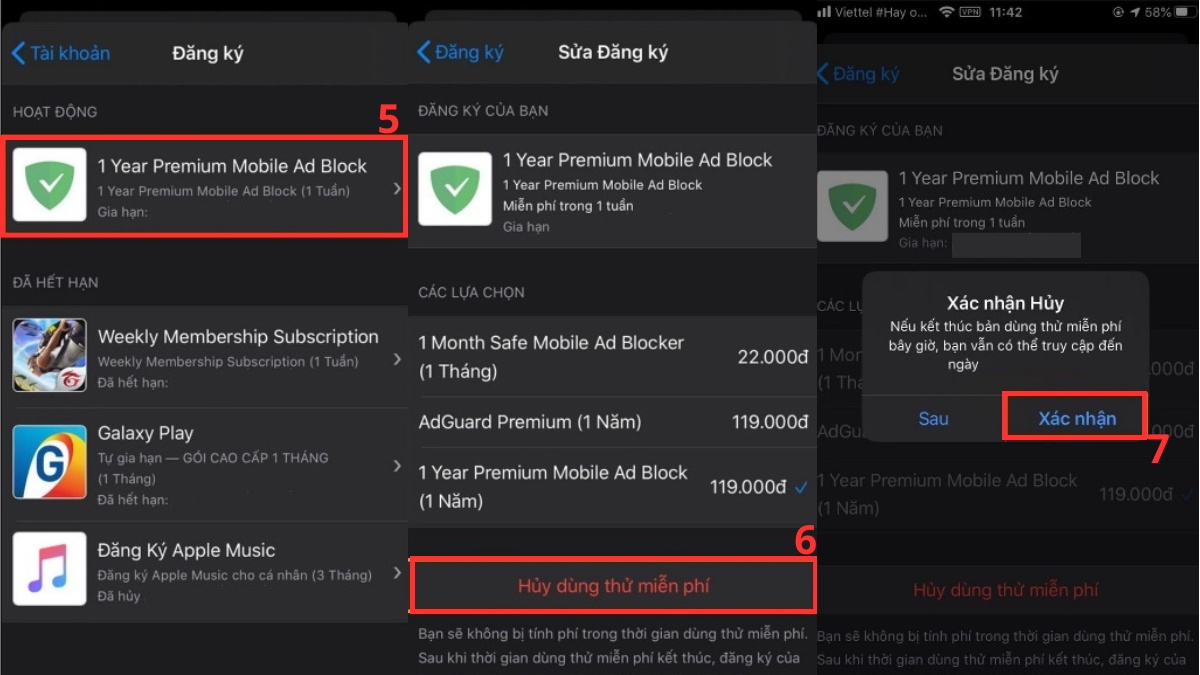 Cách gỡ đăng ký mua ứng dụng trên App Store - bước 3
