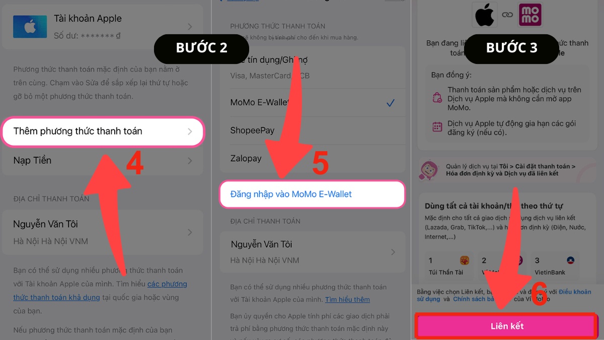 Thêm các phương thức thanh toán khác khi App Store yêu cầu xác minh thanh toán - bước 2,3