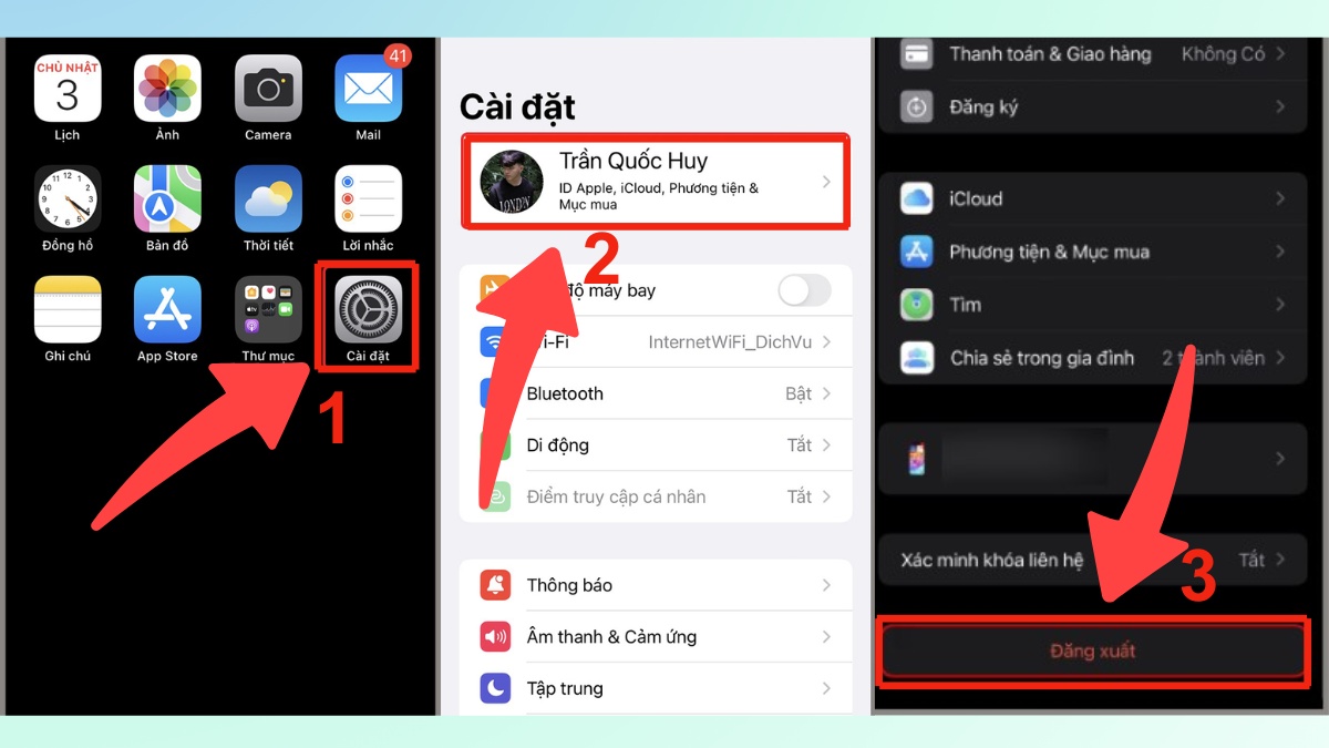 Đăng xuất, đăng nhập lại tài khoản khi App Store yêu cầu xác minh thanh toán - bước 1