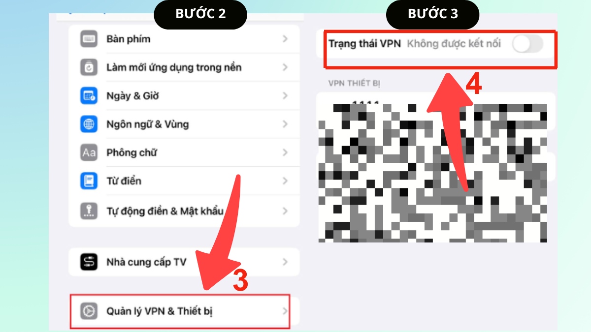 Tắt chế độ VPN khi App Store yêu cầu xác minh thanh toán - bước 2,3