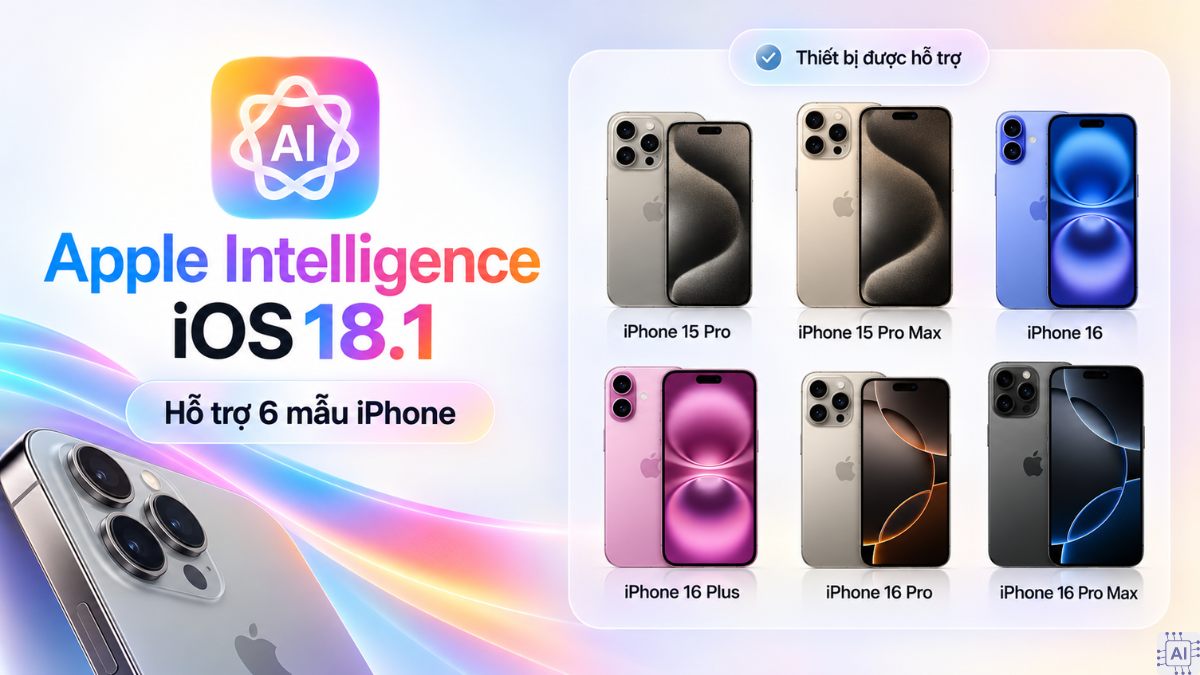 Apple Intelligence iOS 18.1 hỗ trợ 6 mẫu iPhone