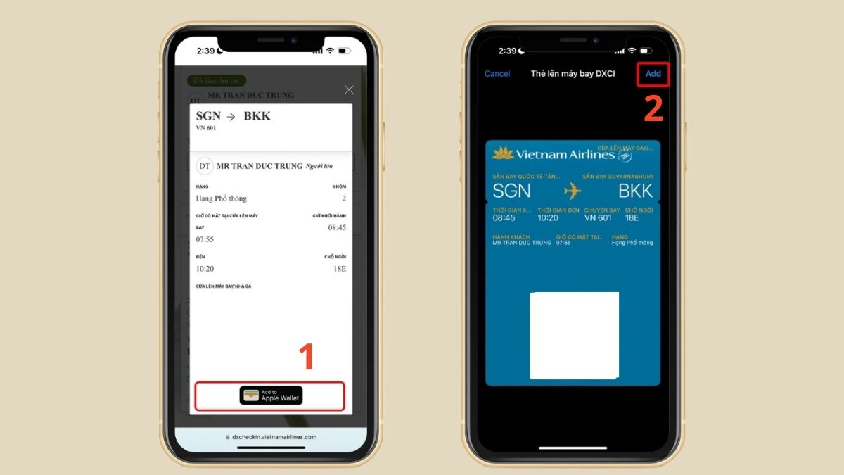Thêm thẻ thành viên, vé máy bay vào Apple Wallet 
