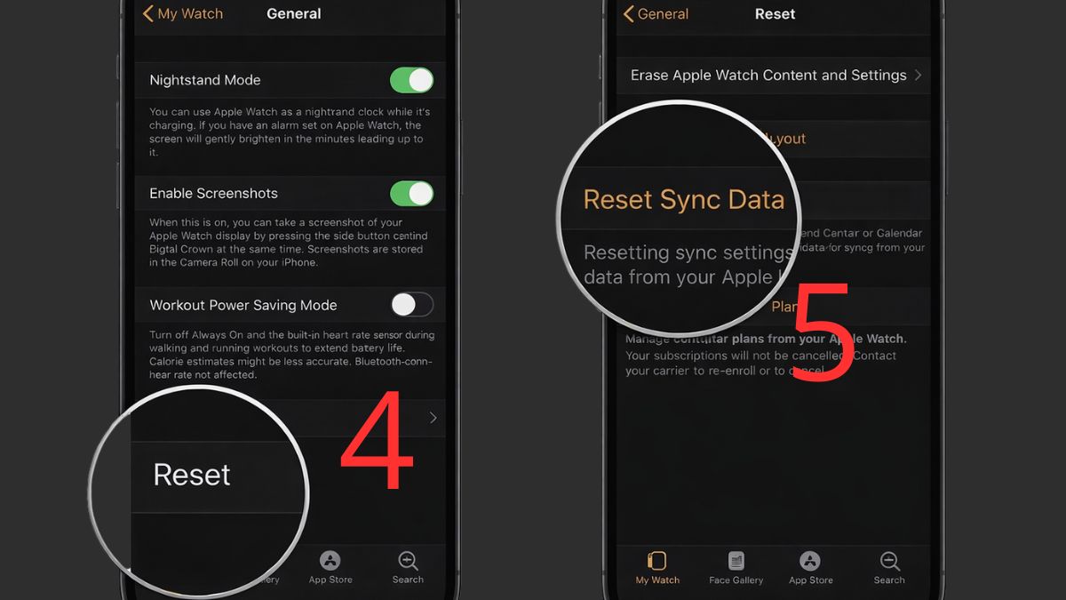 Đặt lại dữ liệu đồng bộ hóa khi Apple Watch không hiện thông báo - bước 2