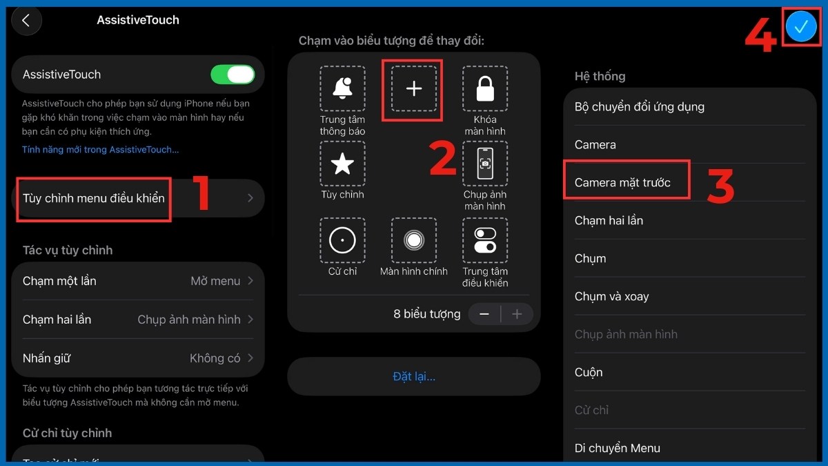 Cách tùy chỉnh menu cao nhất khi bật Assistive Touch