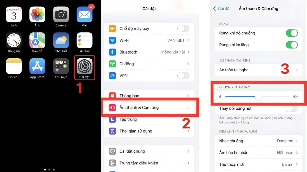 Điều chỉnh âm lượng chuông khi báo thức iPhone không kêu