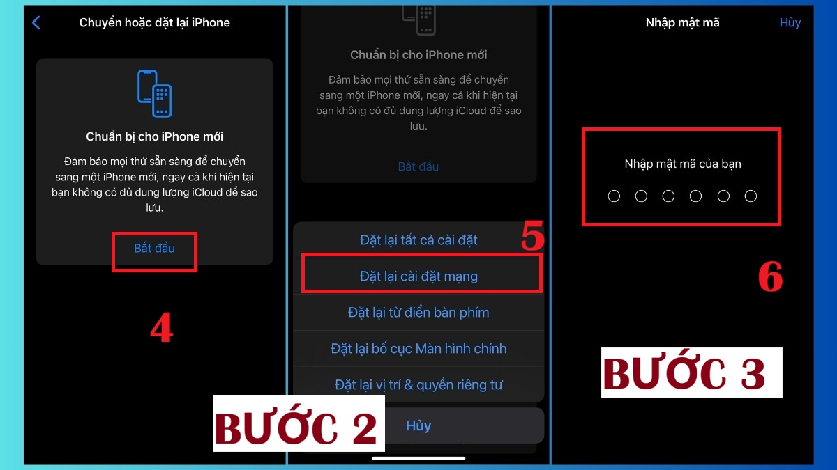 Khôi phục cài đặt mạng để khắc phục lỗi mất Baseband - bước 2