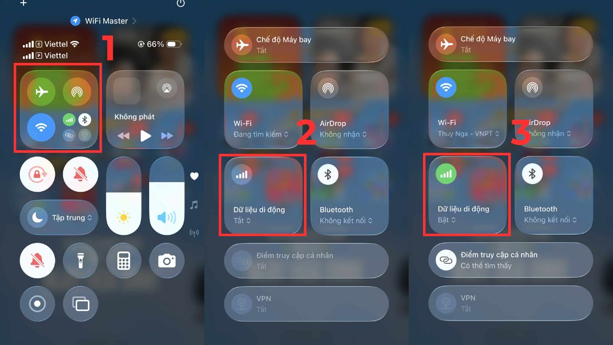 Cách bật 3G trên iPhone bằng Trung tâm kiểm soát