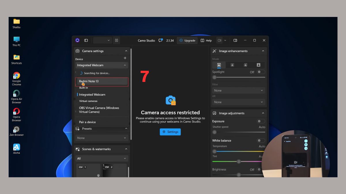 Cách biến điện thoại thành webcam Camo - bước 6