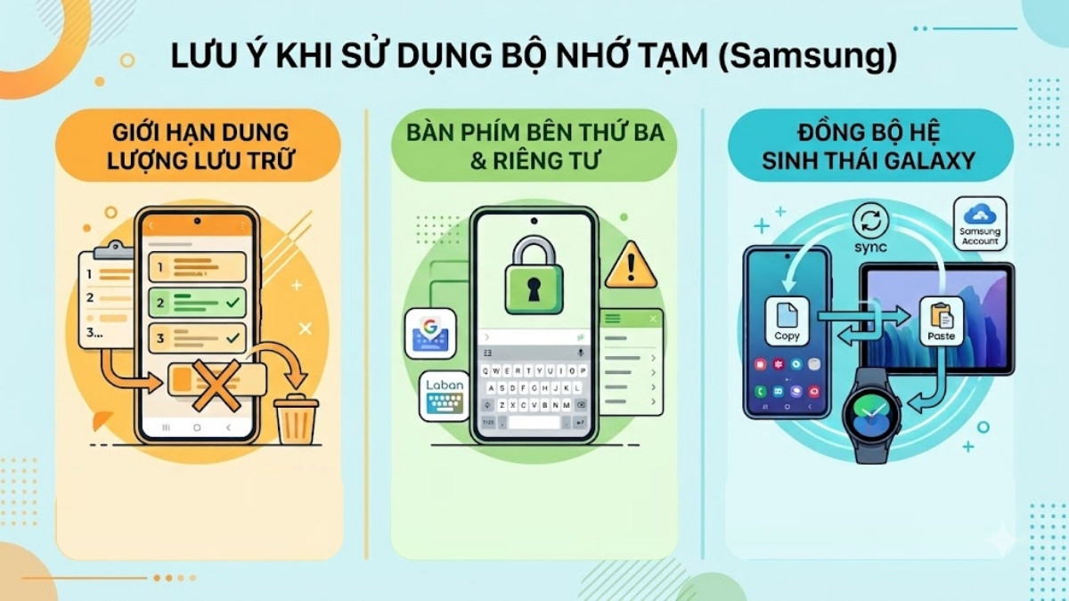 Các lưu ý khi sử dụng bộ nhớ tạm trên Samsung