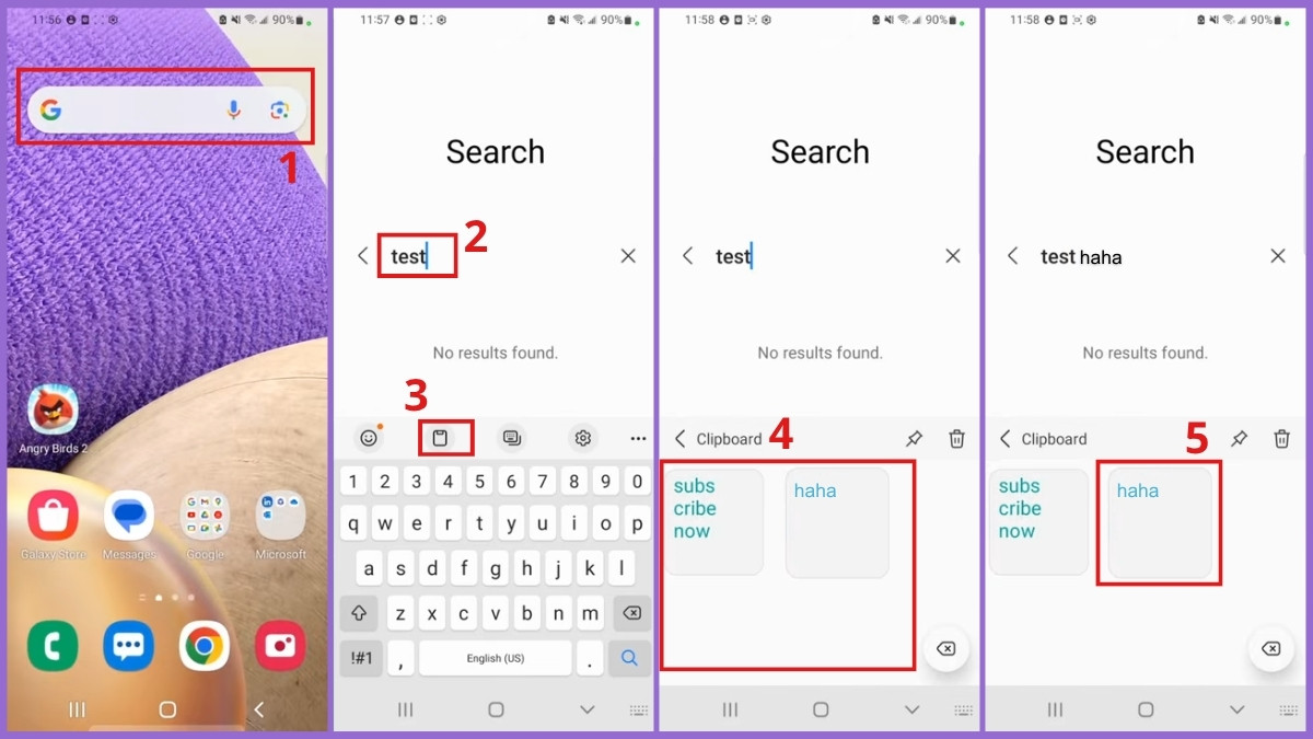 Cách mở bộ nhớ tạm của điện thoại Samsung qua bàn phím mặc định