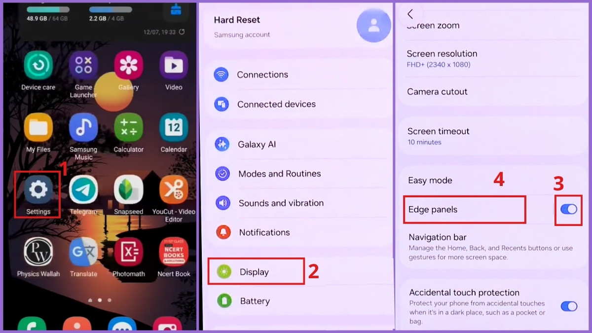 Cách mở bộ nhớ tạm của điện thoại Samsung bằng Edge Panel - bước 1