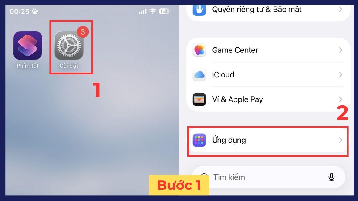 Cách xóa bộ nhớ tạm iPhone Safari - bước 1