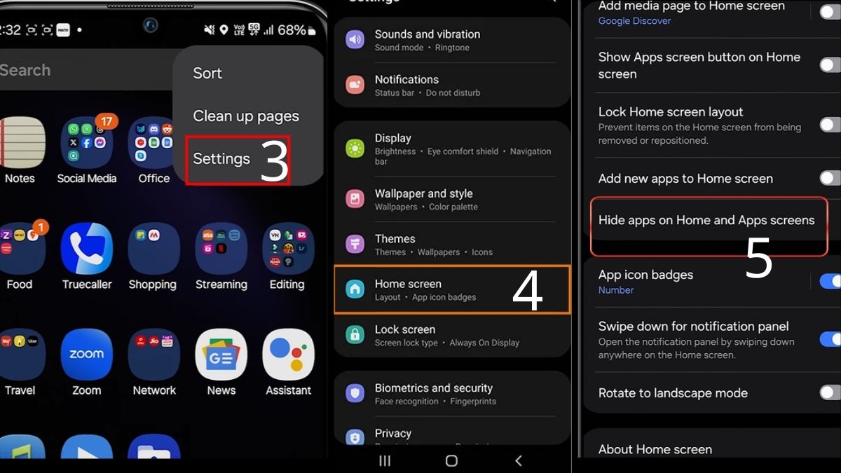 Cách bỏ ẩn ứng dụng trên Samsung - bước 2