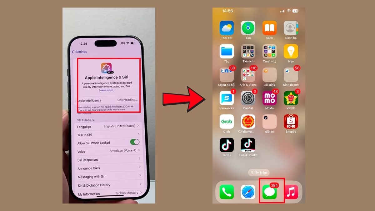 Cách bật Apple Intelligence tiếng Việt trên iPhone - bước 4 Chờ Apple Intelligence hoàn tất thiết lập - bước 2