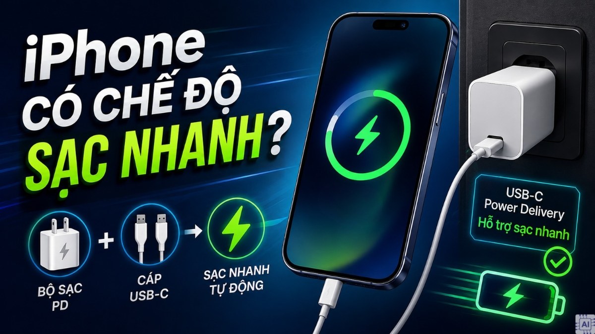 iPhone có chế độ sạc nhanh phụ thuộc vào bộ sạc và cáp sạc