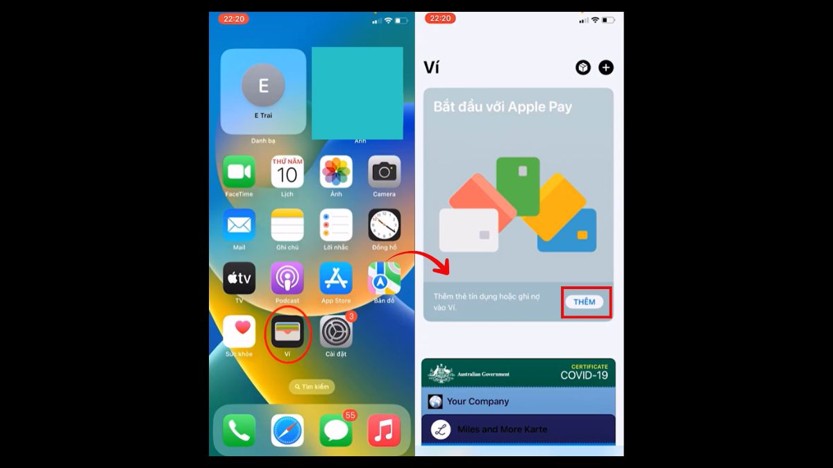 Cách thêm thẻ ngân hàng vào Apple Wallet bằng NFC trên iPhone 12 - bước 1