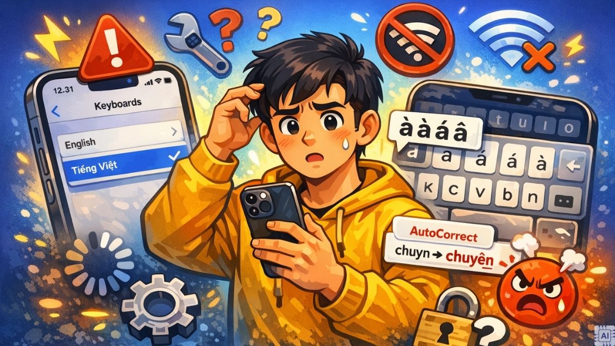 Lỗi thường gặp khi cài bàn phím tiếng Việt iPhone 17