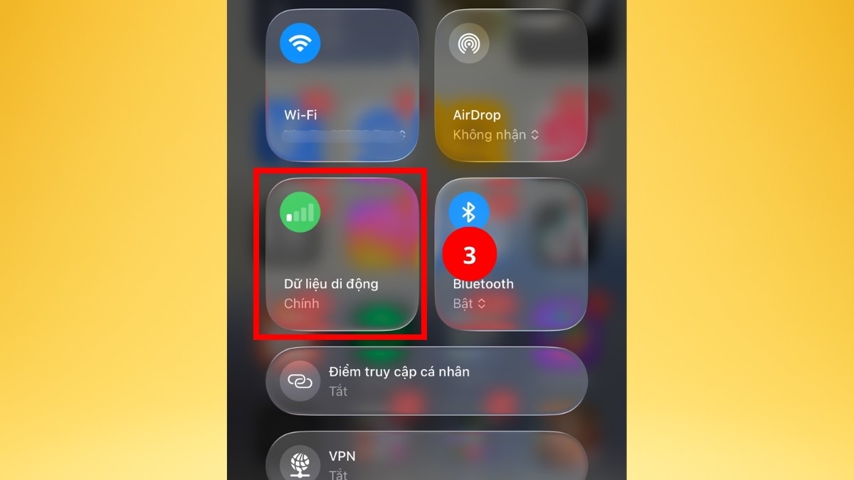 Cách bật mạng dữ liệu trên iPhone bằng Trung tâm điều khiển - bước 3