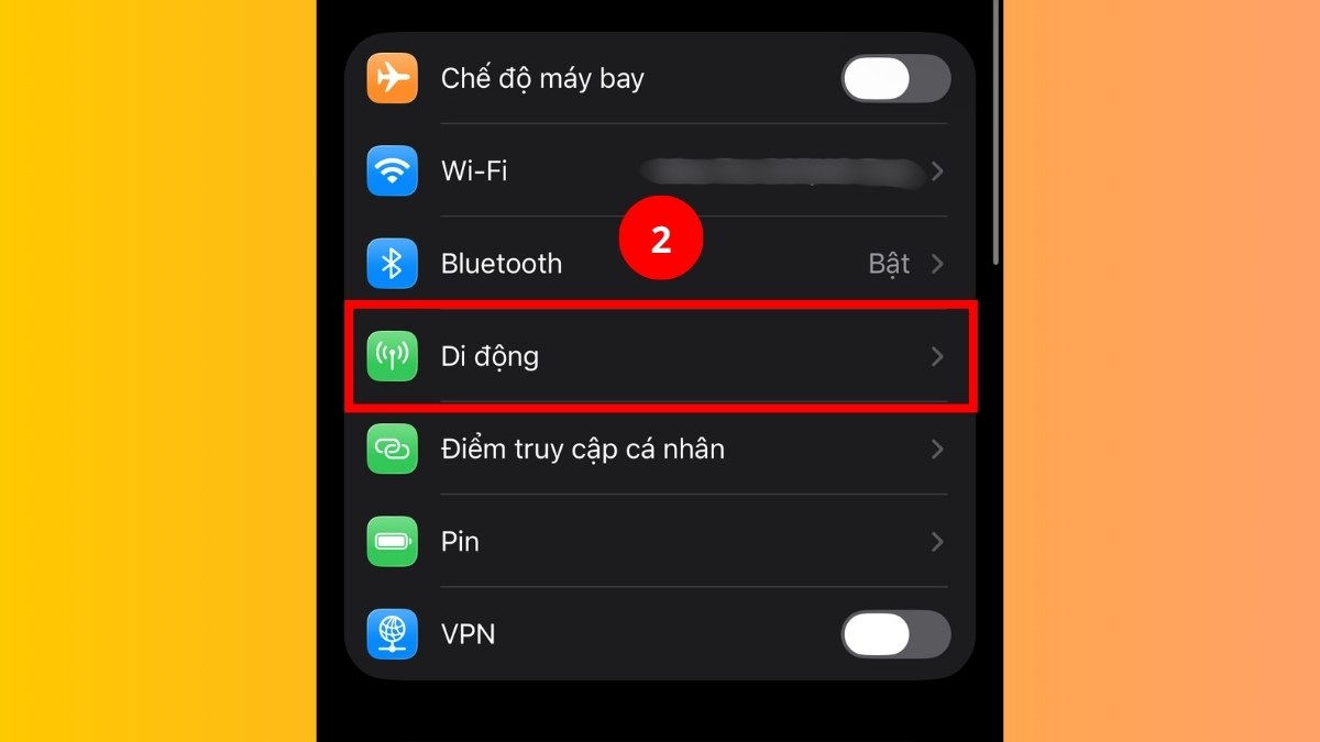 Cách bật mạng dữ liệu trên iPhone bằng cài đặt - bước 2