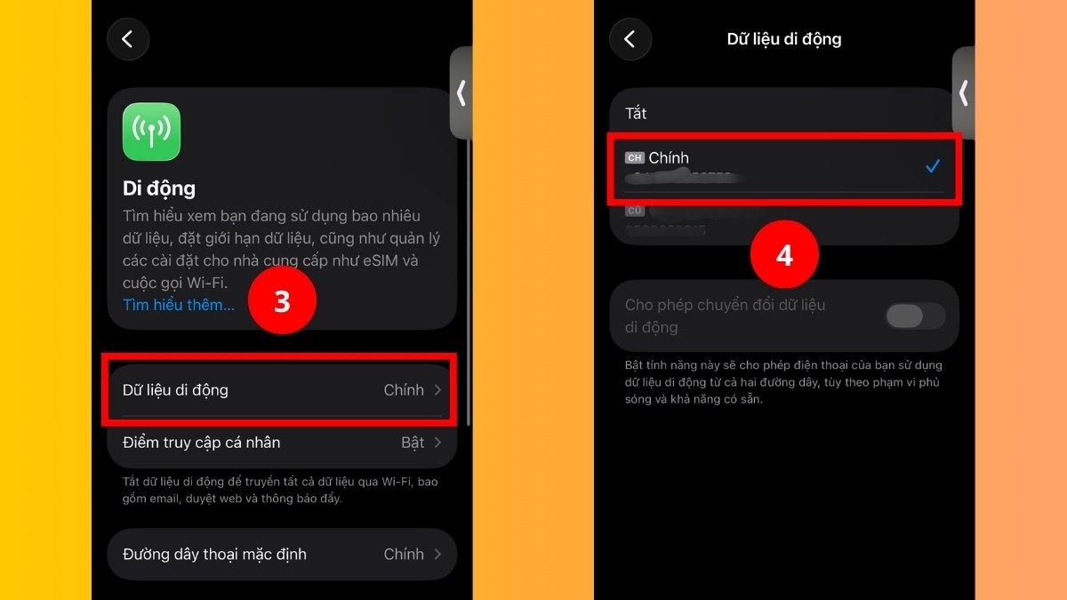 Cách bật mạng dữ liệu trên iPhone bằng cài đặt - bước 3