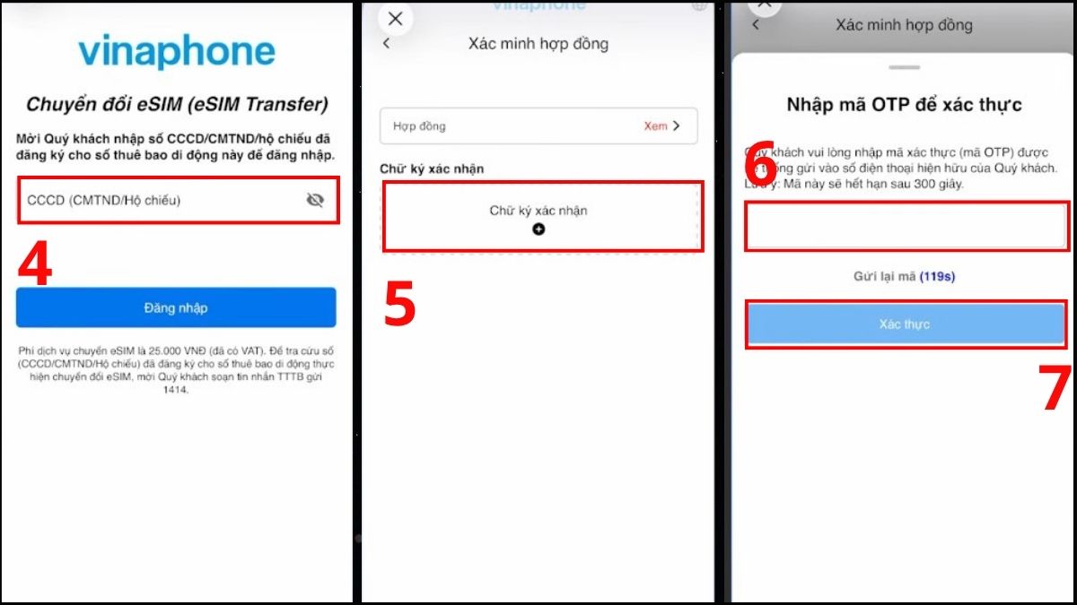 Chuyển đổi từ SIM vật lý sang eSIM trên iPhone 14 Pro Max - bước 2,3,4