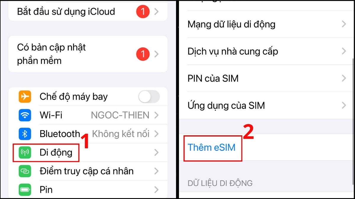 Cách cài eSIM trên iPhone 14 Pro Max bằng mã QR - bước 1