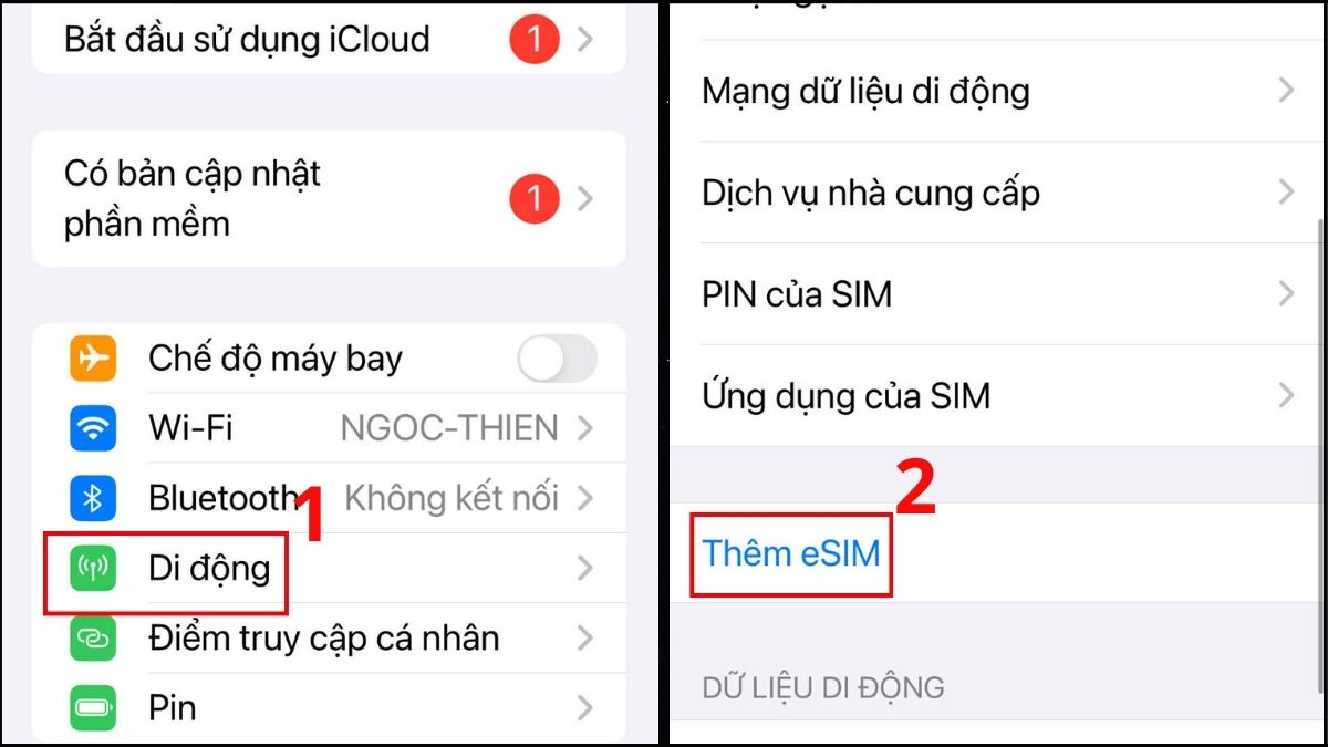 Cách cài eSIM trên iPhone 14 Pro Max bằng cách thủ công - bước 1